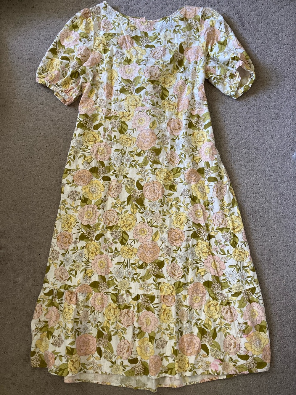 Who What Wear pastel floral linen-blend dress, XL